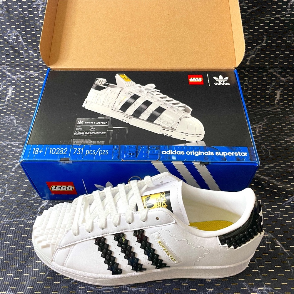Adidas Originals Superstar Lego shoes and Lego set
